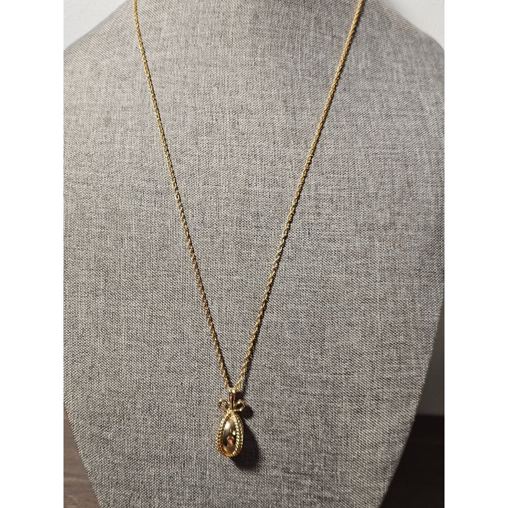 Joan Rivers Faberge Egg Necklace Vintage Long Chain Pendant Goldtone 30" - Picture 2 of 3